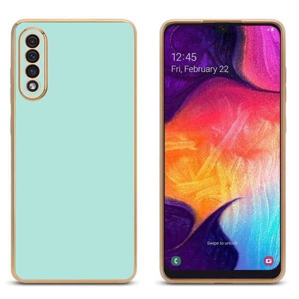 Skydd för Samsung Galaxy A50 4G / A50s / A30s Glansig Mintgrön - Guld med skydd för kamera Grön