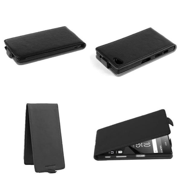 Coque - Cadorabo - Xperia Z5 PREMIUM - Similicuir - Svart av obsidian - Flip med magnetisk stängning KOLSVART
