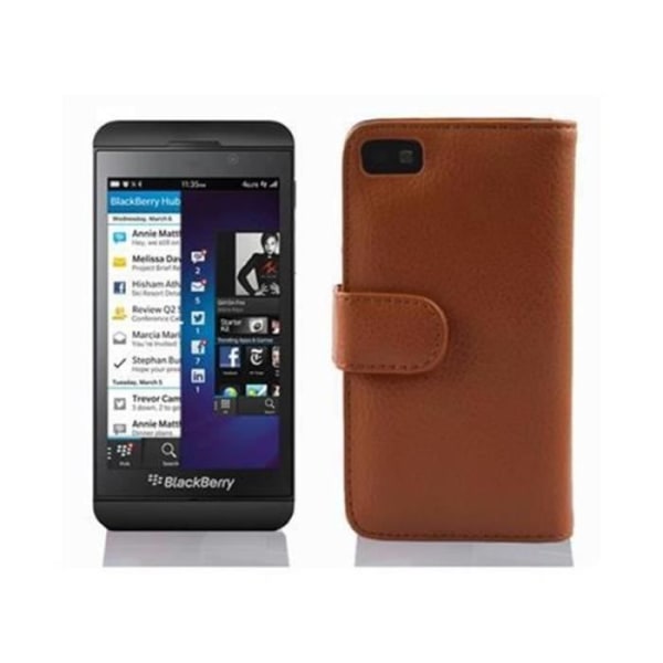 Fodral till Blackberry Z10 - CADORABO - Brunt konstläder - 360° flik - Integrerat skydd kastanj
