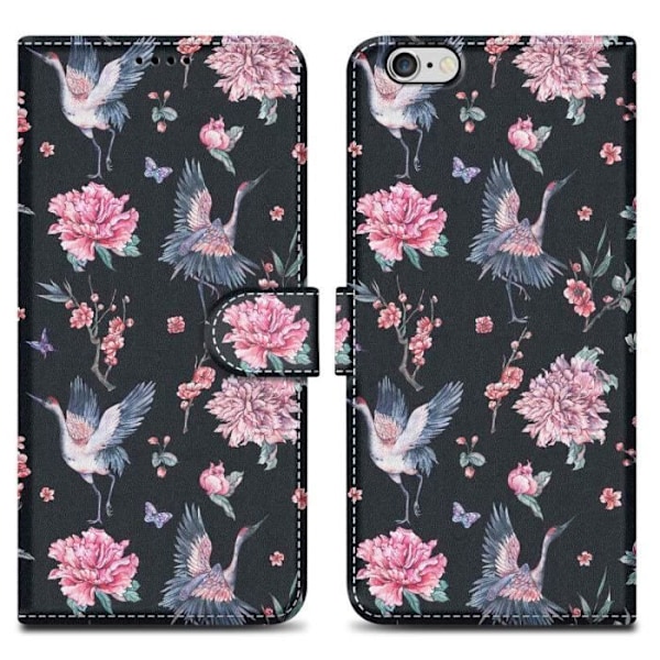 Fodral för Apple iPhone 6 PLUS / 6S PLUS Fodral i Crane & Flowers No. 9 Fodral Skydd Magnetisk stängning plånbok