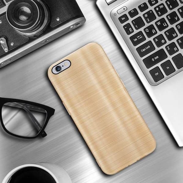 Skal för iPhone 6 PLUS / 6S PLUS Borstad Guld Kameraskydd Gul