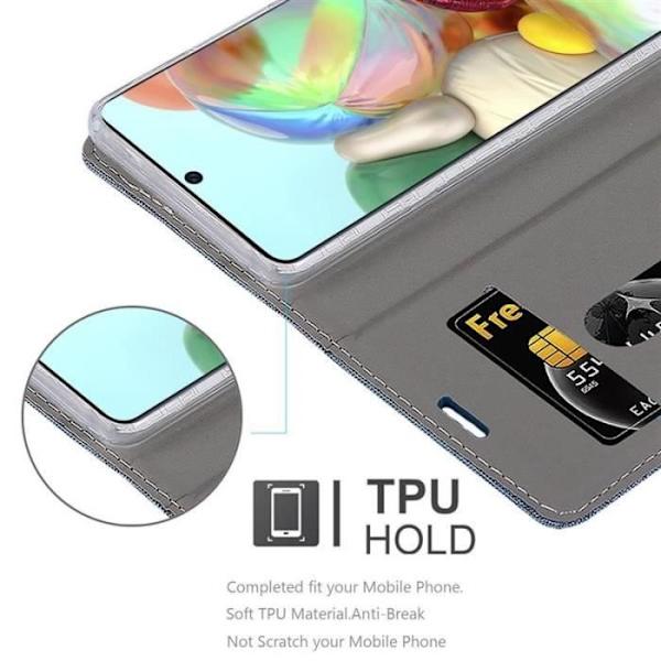 Coque - CADORABO - Samsung Galaxy A71 - Similicuir - Design Jeans - Magnetisk Stängning Blå