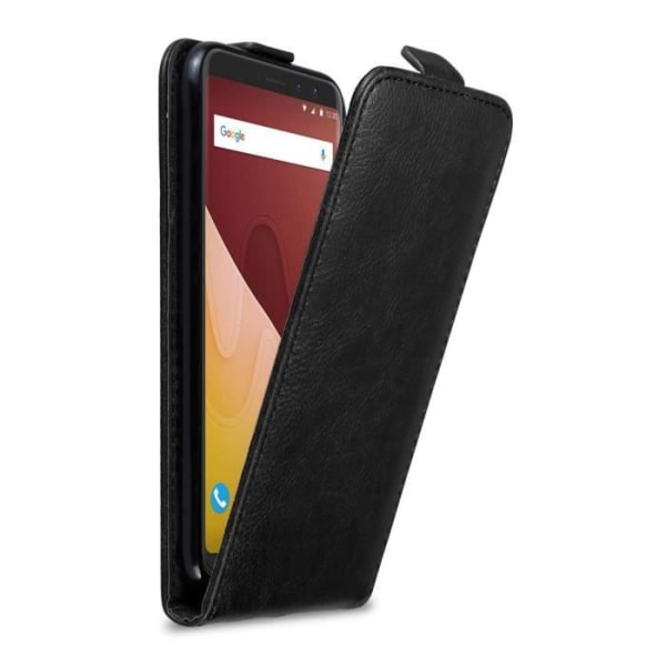 Coque - CADORABO - WIKO VIEW PRIME - Svart Natt - Syntetiskt läder - Magnetisk stängning NATTSVART