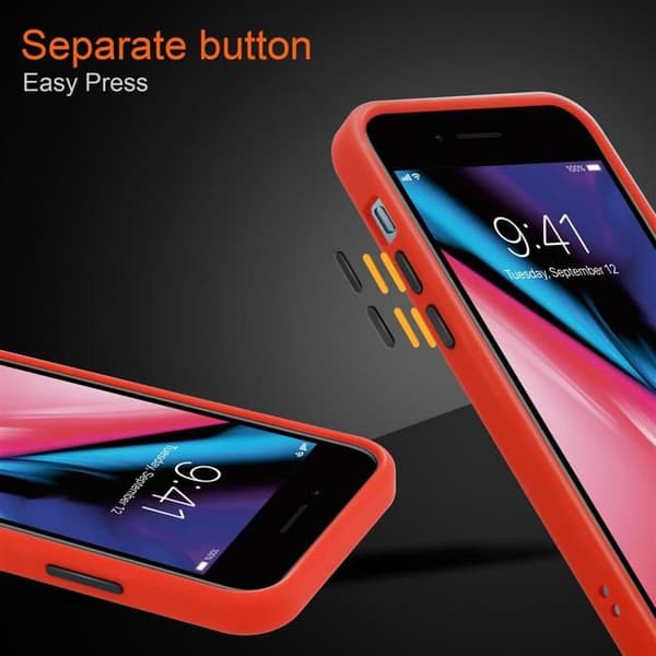 Skal för iPhone 6 PLUS / 6S PLUS / 7 PLUS / 7S PLUS / 8 PLUS i Frostad Röd - Svarta Knappar Stötskydd Vit