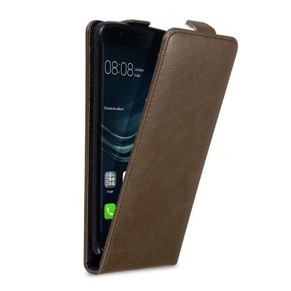 Skyddsfodral - CADORABO - Huawei P9 PLUS - Syntetläder - Brun - Flip med magnetisk stängning kastanj