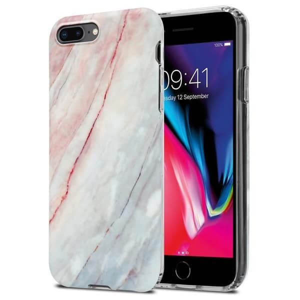 Skal för iPhone 7 PLUS / 7S PLUS / 8 PLUS i Marmor Rosa Vit Nr. 21 Skyddsetui Ros