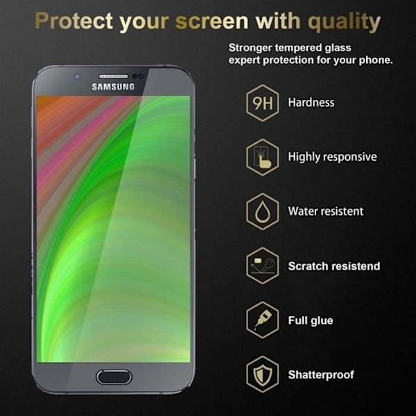 Cadorabo-kompatibelt skärmskydd för Samsung Galaxy A8 2015 i HÖG TRANSPARENT - Härdat skärmskydd Glas Retail Transparent