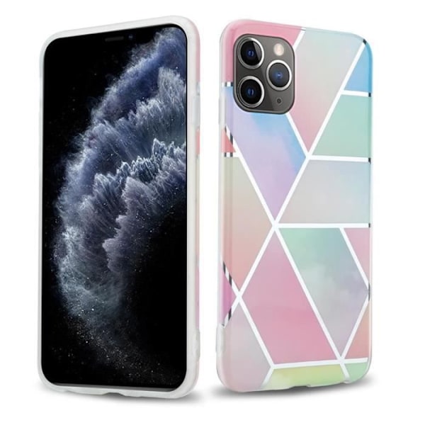 Skyddskåpa - CADORABO - iPhone 11 PRO - Regnbågs-marmor - Halkskydd - Trendig design Regnbåge