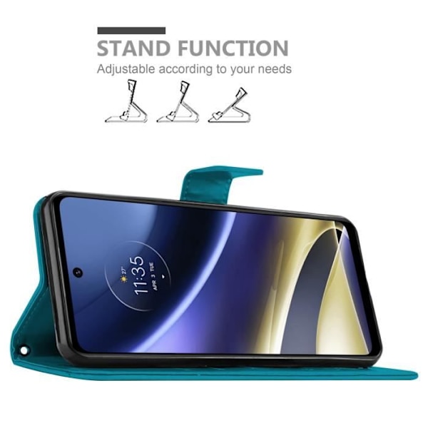 Coque - CADORABO - MOTO G51 5G - Similicuir - Blå Blommig - Skydd med Ställfunktion BLOMMA BLÅ