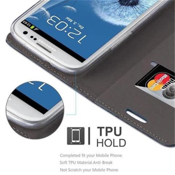 Samsung Galaxy S3 - S3 NEO Fodral i MÖRKBLÅ SVART från Cadorabo (TYG-LÄDERDESIGN) Helt skyddsfodral med flipflik Mörkblå, svart