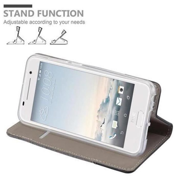 Plånboksskal - CADORABO - HTC ONE A9 - Syntetiskt läder - Svart - Horisontellt ställ Svart