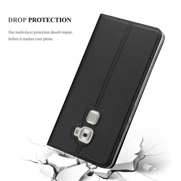 Fodral med lock för Huawei MATE S Plånbok i KLASSISK SVART Stötsäker Svart