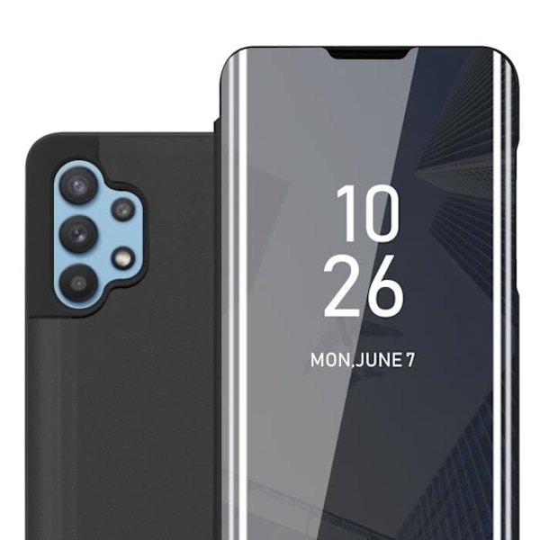 Fodral till Samsung Galaxy A32 5G - CADORABO - Clear View - Svart - 360 graders skydd - Stativfunktion Svart