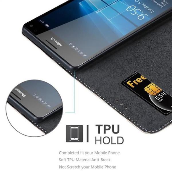 Coque portefeuille - CADORABO - Nokia Lumia 950 XL - Syntetiskt läder - Magnetisk stängning - 360° flip Svart