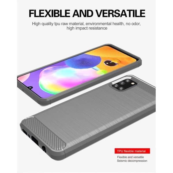 Skal för Samsung Galaxy A31 BORSTAD GRÅ Kolfiberdesign Grå