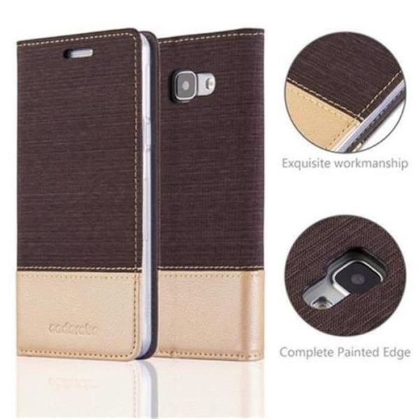 Samsung Galaxy A5 2016 (6) Fodral i ANTRACITGULD från Cadorabo (TYG-LEATHERETTE Design) Helt skyddsfodral med flipskydd