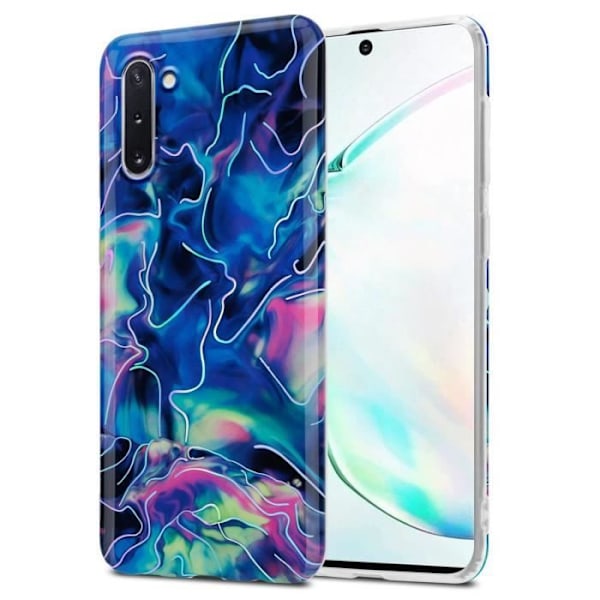 Coque - CADORABO - Samsung Galaxy NOTE 10 - Marmor Blå Rosa - Silikon TPU Skydd - Trendig Design Blå, Rosa