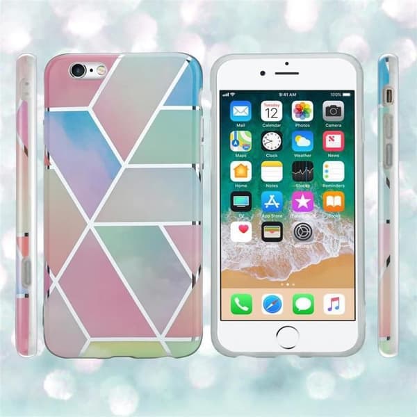 iPhone 6 / 6S skal i Regnbågs Marmor No. 11 Skyddsetui Ros