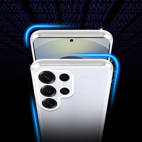 Transparent stötsäker silikonfodral för Samsung Galaxy S25 Ultra Vit