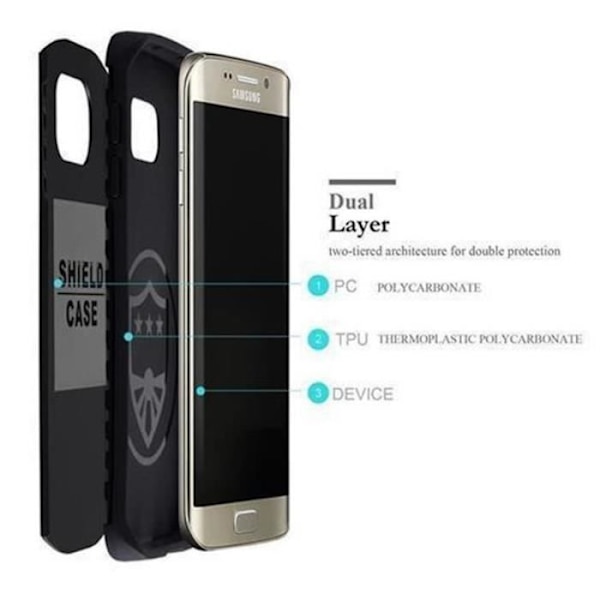 Cadorabo Fodral till Samsung Galaxy S6 EDGE, GUARDIAN GREY Design HYBRID TPU Gel Silicon Hard case