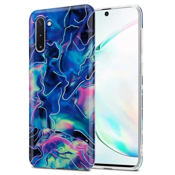 Skyddsfodral för Samsung Galaxy NOTE 10 i Blå Rosa Marmor Nr. 17 Blå