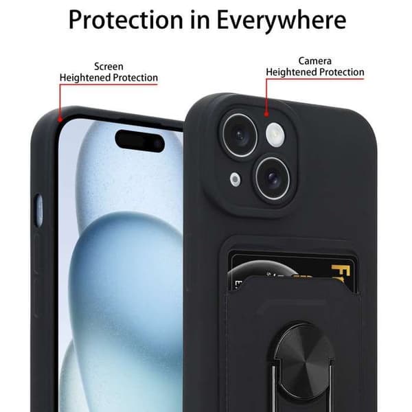 Skyddsfodral för iPhone 15 PLUS med justerbar axelrem Svart