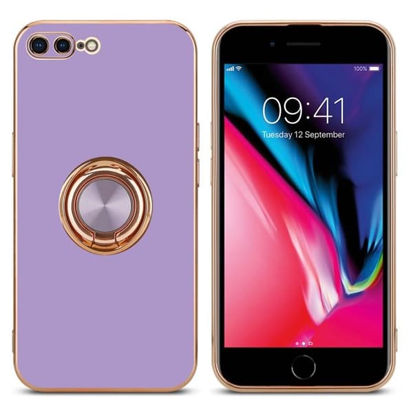 Fodral för iPhone 7 PLUS / 7S PLUS / 8 PLUS Glansig Ljuslila - Guld med kameraskydd Violett