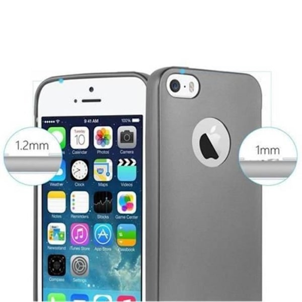 Apple iPhone 5 / 5S / SE METALLIC GREY Fodral Cadorabo MATT METALLIC TPU Silikonskydd Fodral Skydd Ultra Slim Bumper