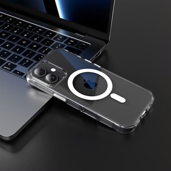 Transparent iPhone 17-skal Stötskydd Kompatibel med MagSafe Vit