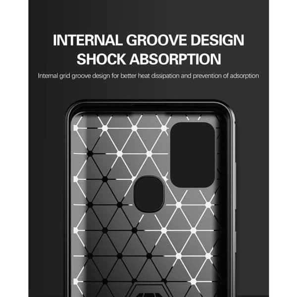 Skyddsfodral för Samsung Galaxy A21s Borstad Svart Kolfiberdesign Svart