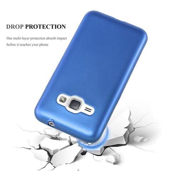 Skyddsfodral för Samsung Galaxy J1 2015 Skyddsfodral i MATTE METALLBLÅ Design Blå