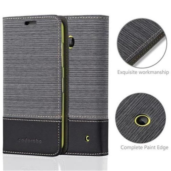 Coque Nokia Lumia 630 / 635 - CADORABO - Grå Svart - Tyg-Syntetläder - Ställ och kortfack Mörkgrå