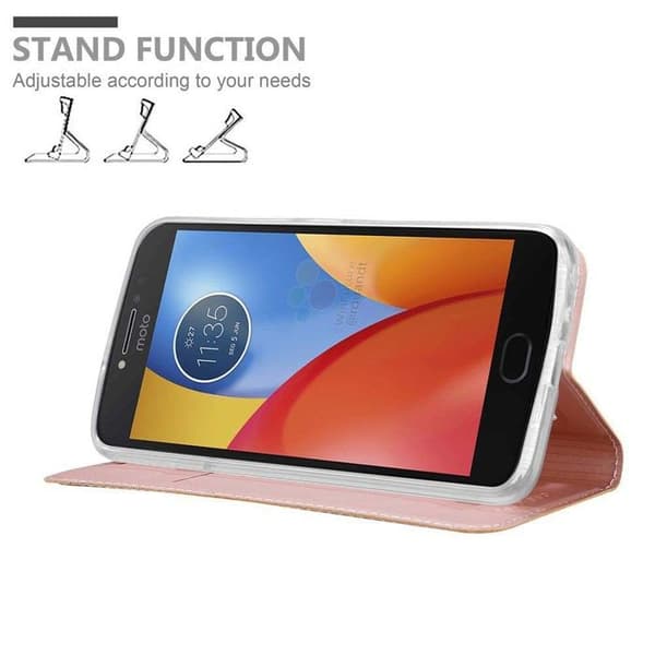 Flipfodral för Motorola MOTO E4 i CLASSY GULD ROSÉ Plånbok Stötsäker Ros