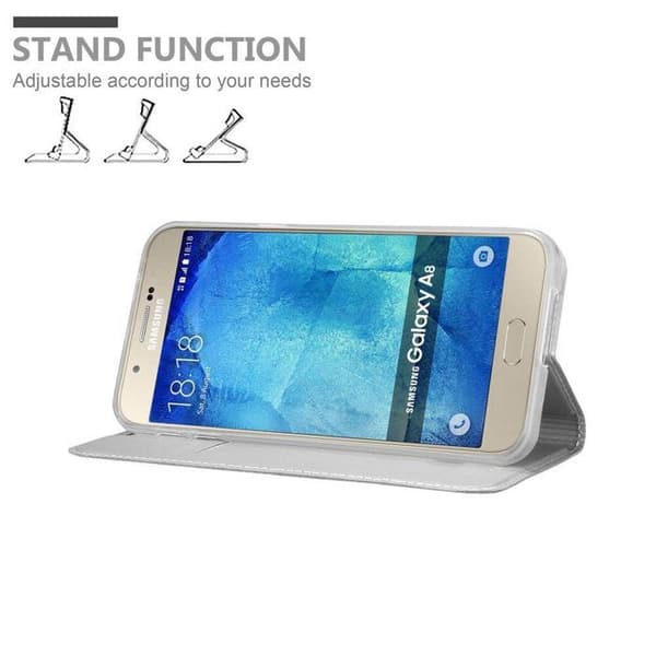 Flip-fodral för Samsung Galaxy A8 2015, Klassisk Silver Plånbok Stötsäker Grå