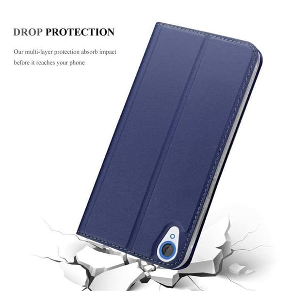 Flipfodral för HTC Desire 820 i MÖRKBLAU CLASSY Plånbok Stötsäker Blå