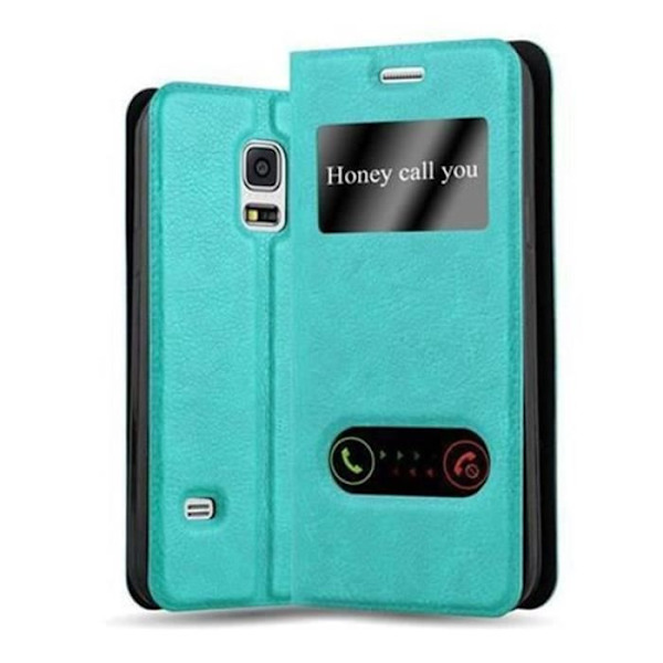 Cadorabo Samsung Galaxy S5 / S5 NEO TURQUOISE MINT VIEW Fodral Fodral Fodral Fodral Magnetskydd stöder Stativfönster