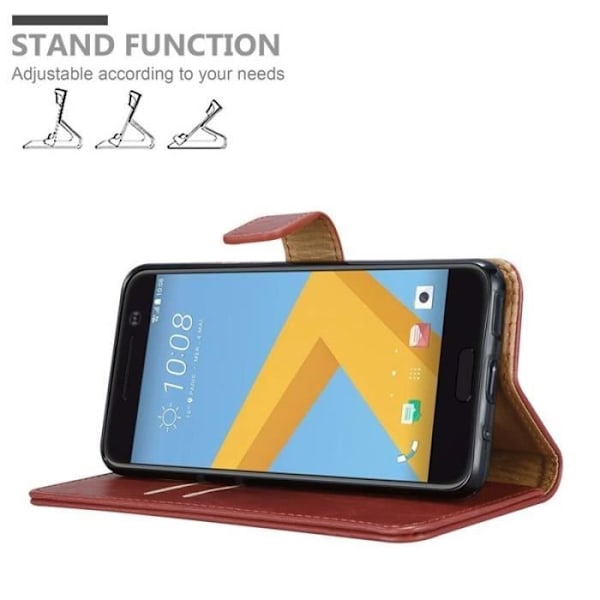 HTC One M10 fodral - CADORABO - Röd - Imiterat läder - Stativfunktion - Kortfack Röd