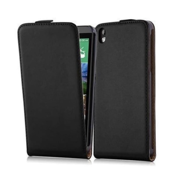 Cadorabo Fodral Fodral till > HTC DESIRE 816 < i Flip Style Fodral Fodral Bumper Wallet i slätt konstläder i JET BLACK