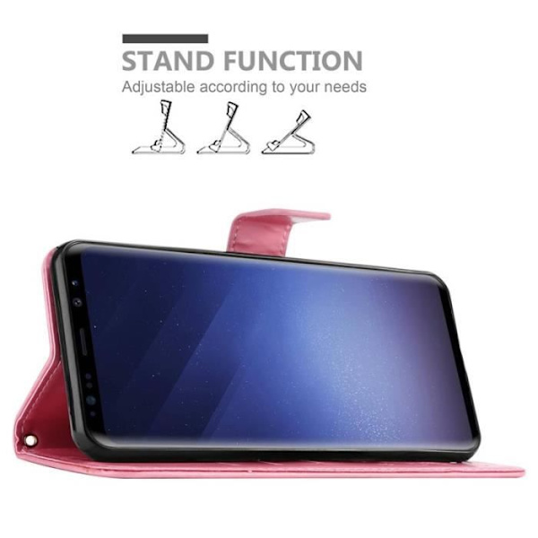 Fodral till Samsung Galaxy S9 - CADORABO - Blommönster - Imiterat läder - 3 kortplatser - Praktiskt stöd Rosa