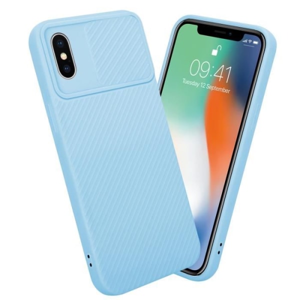 Hus för iPhone X / XS - CADORABO - TPU-silikonskal - Kameraskydd - Ljusblå - Flexibel Ljusblå