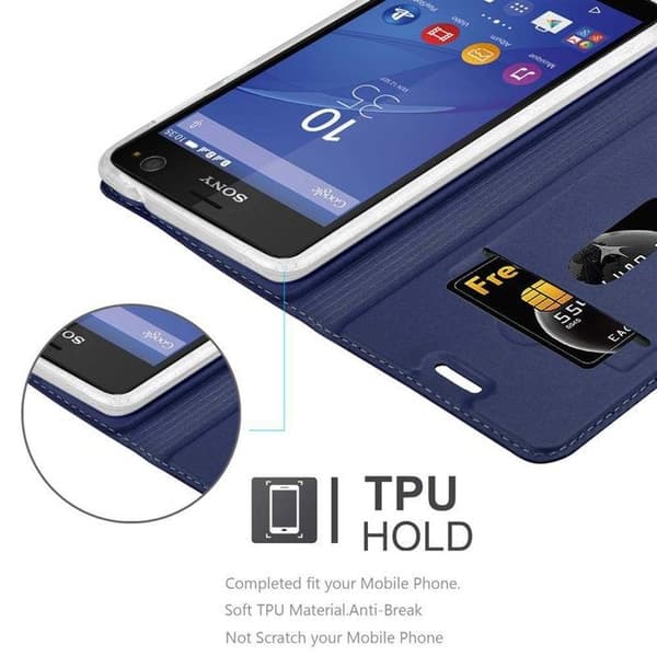 Flip-fodral för Sony Xperia C4 i MÖRKBLAU CLASSY Plånbok Stötsäker Blå