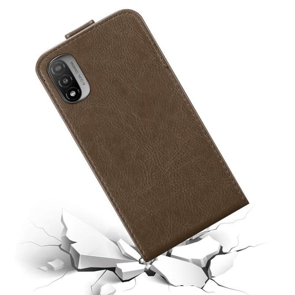 Etui för Motorola MOTO E20 / E30 / E40 Flip-fodral i MÖRK BRUN Skydd brun