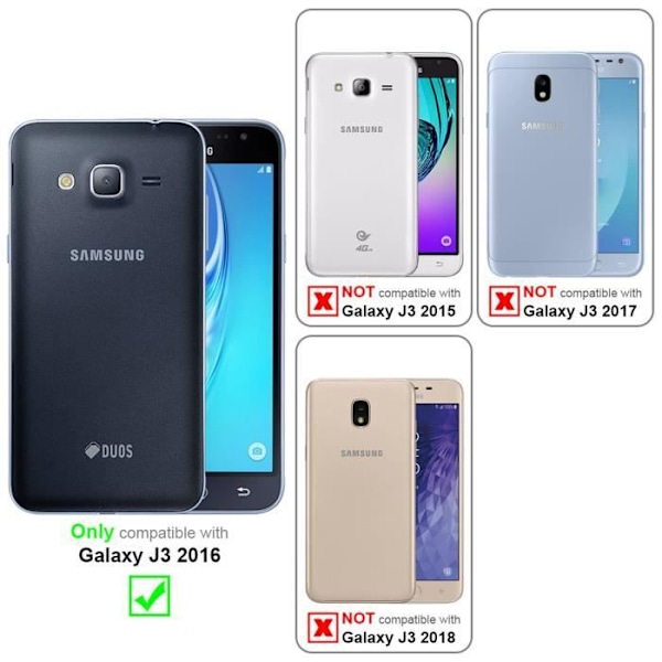 Cadorabo 3x Skyddsglas för Samsung Galaxy J3 2016 - 3x Härdat skyddsglas (Tempered) Transparent