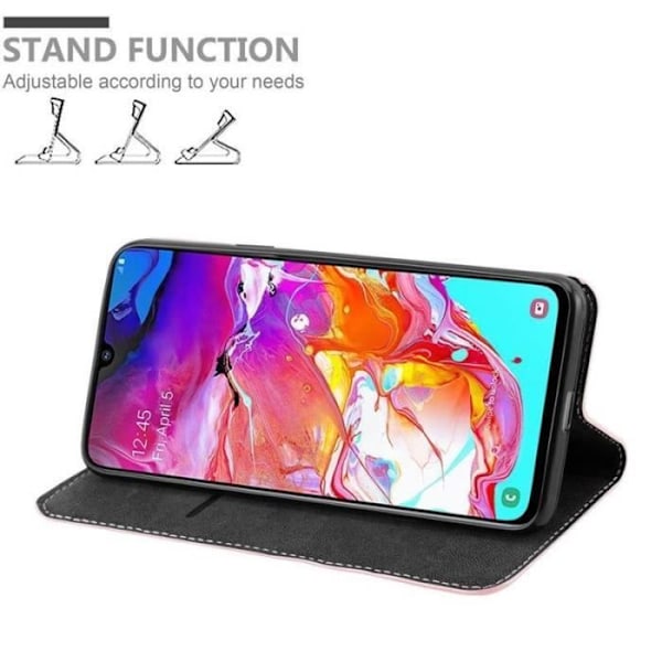 Plånboksfodral - CADORABO - Samsung Galaxy A70 - Läderimitation - Magnetisk stängning - Tvåfärgad design Svart