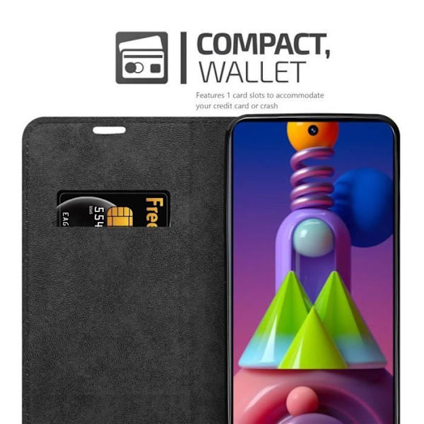 Telefonfodral - CADORABO - Samsung Galaxy M51 - Kaffeebrun - Syntetiskt läder - Magnetisk stängning kaffe brunt