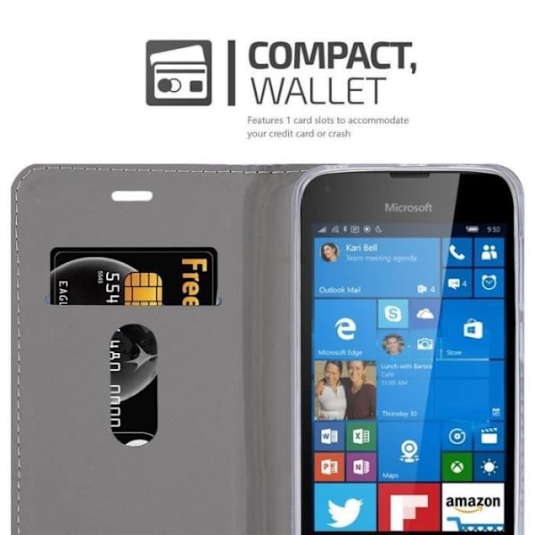 Fodral till Nokia Lumia 550 - CADORABO - Bokfodral i konstläder - Blå - Stativfunktion - Kortplatser Blå