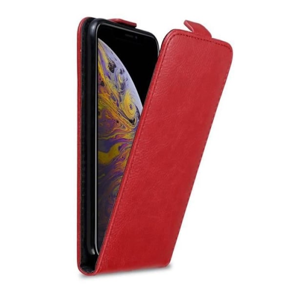 Skyddsfodral - CADORABO - Apple iPhone XS MAX - Röd - Syntetskinn - Flip med magnetslock Röd