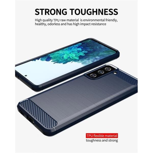 Skal för Samsung Galaxy S21 FE BORSTAD BLÅ Kolfiberdesign Blå