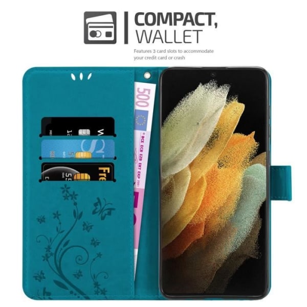 Cadorabo Fodral till Samsung Galaxy S21 ULTRA i BLÅBLOMMANDE Cover Protection Floral