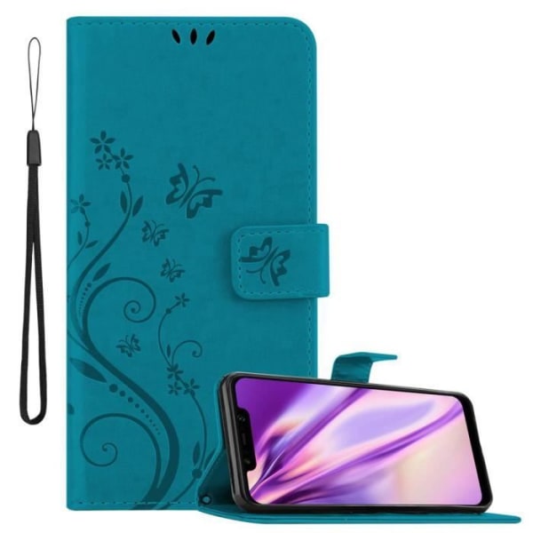 Coque för Xiaomi Pocophone F1 - CADORABO - BLÅ FLORAL - Simililäder - Ställfunktion - Kortplatser BLOMMA BLÅ